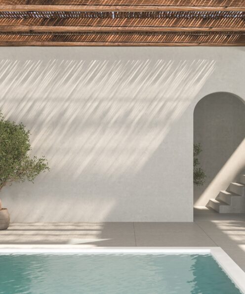 Empty,Large,Area,Without,Furniture,,Include,Plants,,Pool,,Concrete,Wall.