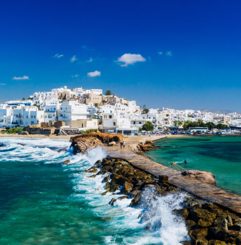 View,Of,Naxos,Town,And,Breaking,Waves,,Cyclades,Archipelago,,Greece