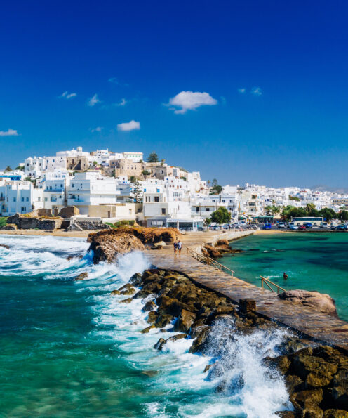 View,Of,Naxos,Town,And,Breaking,Waves,,Cyclades,Archipelago,,Greece
